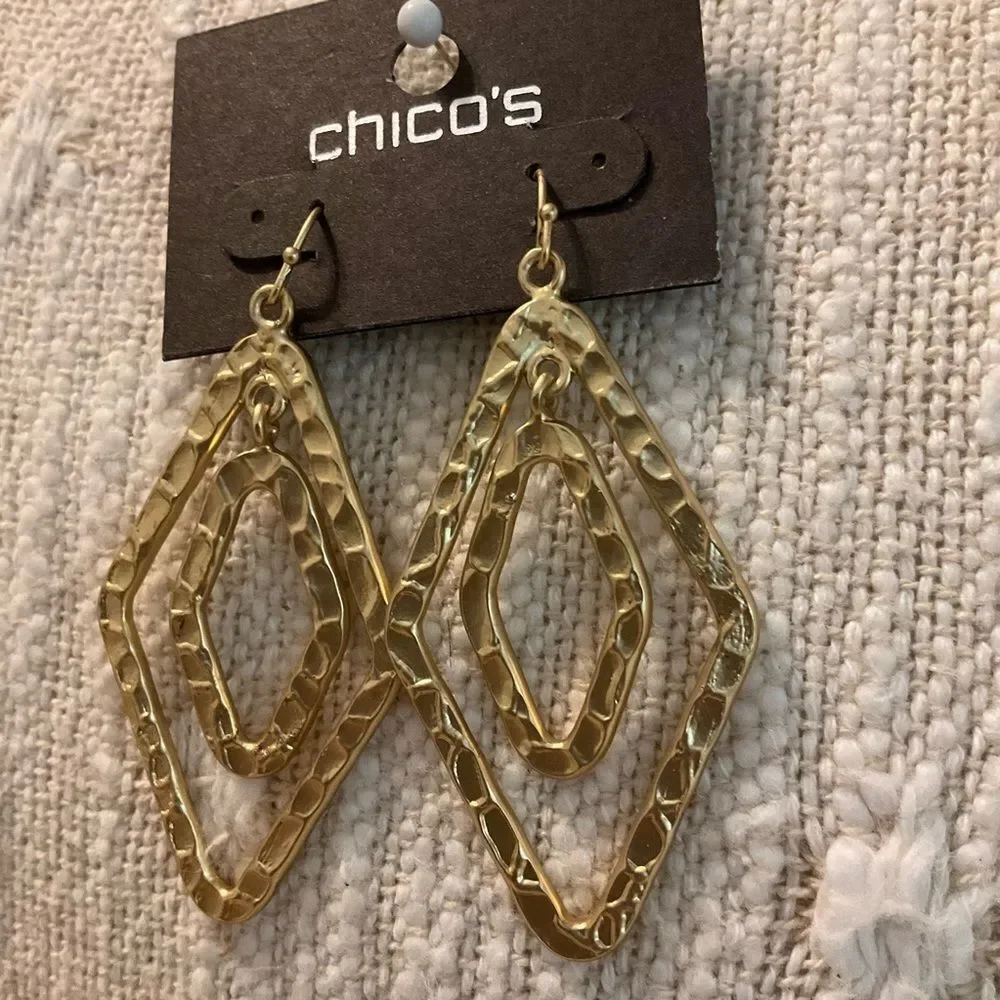 0202-Chico's Gold-Tone Geometric Earrings